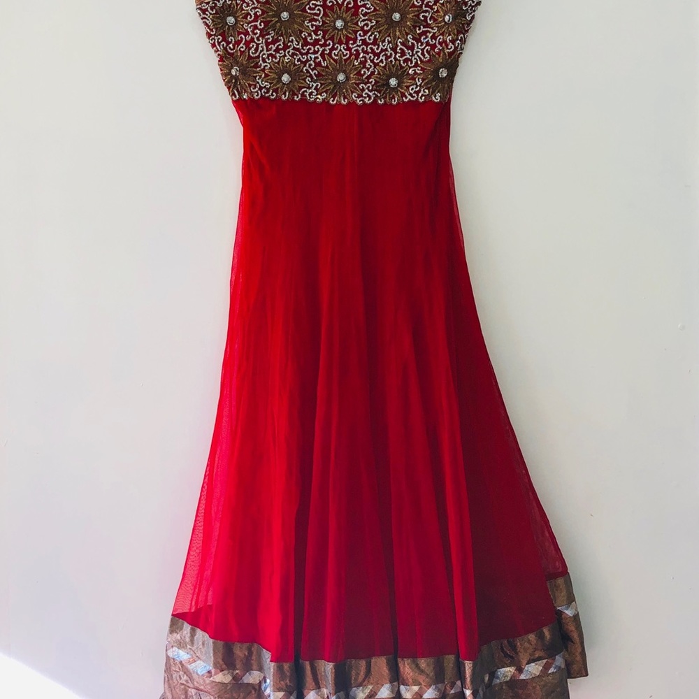 Crimson Indian anarkali - Picture 2 of 5